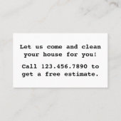 輝く母の分隊の家の清掃 名刺 (裏面)