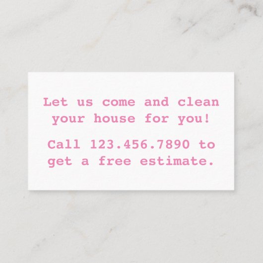 輝く母の分隊の家の清掃 名刺 (裏面)