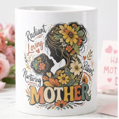 輝く母の花のシルエット ジャンボコーヒーマグカップ