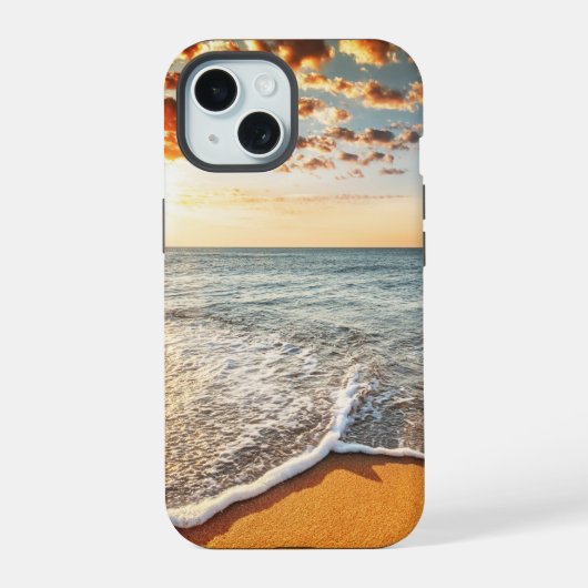 輝く海のビーチ日の出 iPhone 15ケース (裏面)