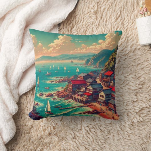 （輝く海辺） – 海輝く辺 クッション (ブランケット)