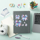 輝く涙滴付き虹色リボンセット シール (iPadカバー)
