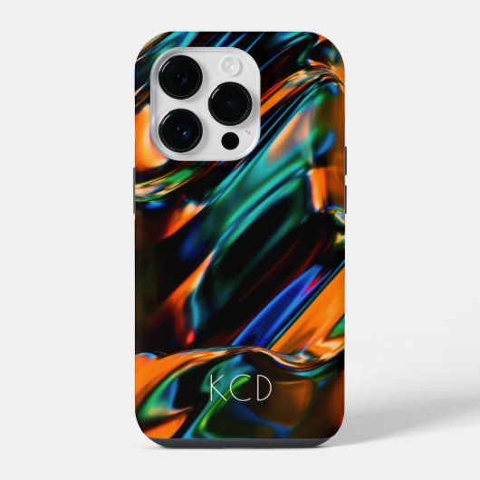 輝く液体金属モノクローム 名入れ iPhoneケース (裏面)