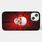 輝く炎の中の3Dドクロ iPhoneケース (裏面横)
