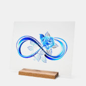 輝く無限大と青いバラ アクリルサイン (傾斜)