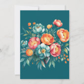 輝く牡丹の花束の結婚カップルのシャワー 招待状 (裏面)