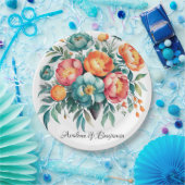 輝く牡丹結婚の花束 ペーパープレート (パーティー)