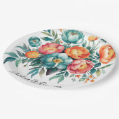 輝く牡丹結婚の花束 ペーパープレート (アングル)