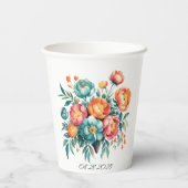 輝く牡丹結婚の花束 紙コップ (裏面)