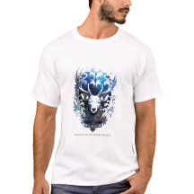 輝く牡鹿Tシャツ、氷のような透かし彫りカラーアート