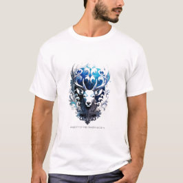輝く牡鹿Tシャツ、氷のような透かし彫りカラーアート Tシャツ