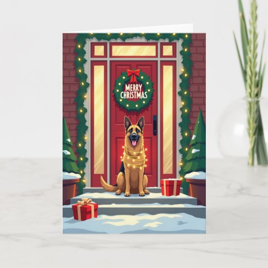 輝く犬のクリスマスカード カード (正面)