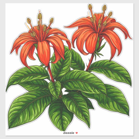 輝く百合の花と豊かな緑の葉 シール (シート)