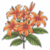 輝く百合の花と豊かな緑の葉 シール (正面)