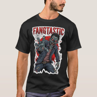 輝く目で手を伸ばす不気味なゾンビ Tシャツ