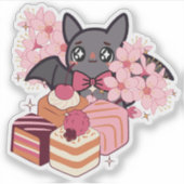 輝く瞳のコウモリとケーキのセレクション シール (正面)