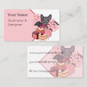 輝く瞳のコウモリとケーキのセレクション 名刺 (正面/裏面)