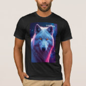 輝く瞳の壮麗な天体白狼 Tシャツ (正面)