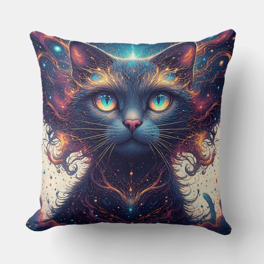 輝く瞳の宇宙猫 クッション (正面)