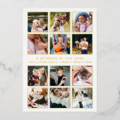 輝く私たちの年のミニマリスト12写真クリスマス 箔シーズンカード (正面)