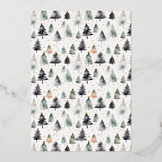 輝く私たちの年のミニマリスト12写真クリスマス 箔シーズンカード (裏面)