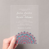 輝く空気のような三日月のマンダラ結婚ーズ アクリル招待状 (インサイチュ (ポータブル))