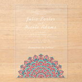 輝く空気のような三日月のマンダラ結婚ーズ アクリル招待状 (正面)