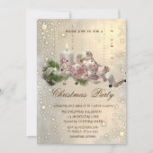 輝く紙吹雪ボールキャンドルクリスマスパーティー 招待状 (正面)