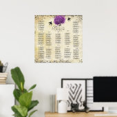 輝く紫のハートの葉の木の結婚式 ポスター (ホームオフィス)