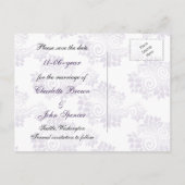 輝く紫のモノグラムの結婚式は日付を除く 案内ポストカード (裏面)