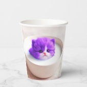 輝く紫の子猫の肖像 紙コップ (裏面)