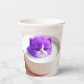 輝く紫の子猫の肖像 紙コップ (正面)