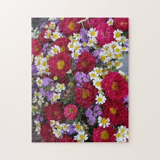 輝く紫の花模様パズル、11" x 14"、252ピース ジグソーパズル (縦)