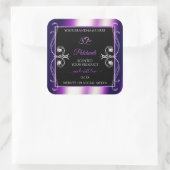 輝く紫色のフレーム黒い製品ラベル宝石 スクエアシール (バッグ)