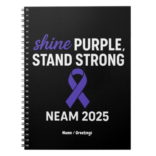 輝く紫、強く立つ NEAM 2025 てんかん ノートブック (正面)