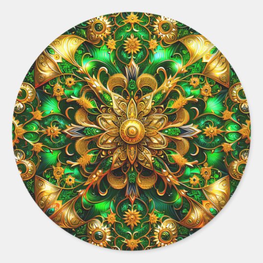 輝く緑と金ゴールドクリスマス～ ラウンドシール (正面)