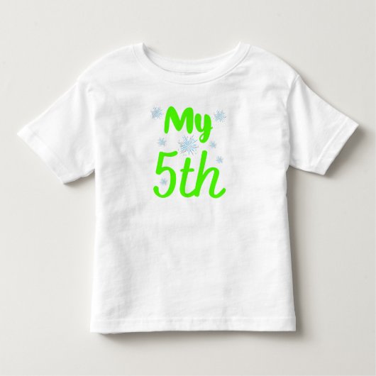 輝く緑色 私の５歳の５年目の誕生日 トドラーTシャツ (正面)