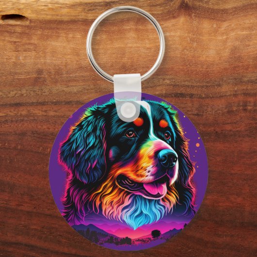 輝く美しいバーニーズ・マウンテン・ドッグ キーホルダー (正面)