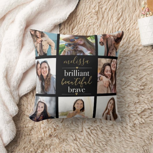 輝く美しい勇敢な写真のコラージュ クッション (ブランケット)