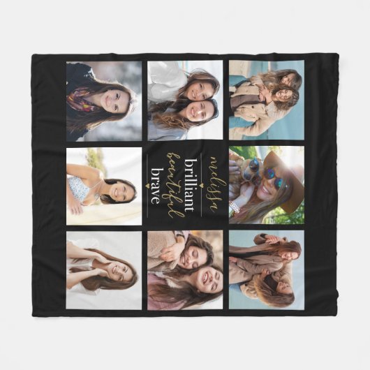 輝く美しい勇敢な写真コラージュ フリースブランケット (正面(横))
