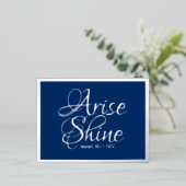 輝く聖書の聖句の青と銀のクリスマス 箔シーズンポストカード (立ち正面)