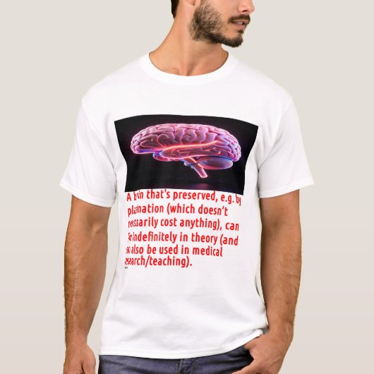 輝く脳の保存メッセージ Tシャツ (正面)