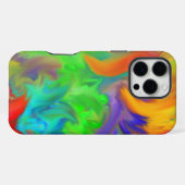 輝く色彩の波状抽象芸術 iPhoneケース (裏面横)