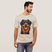 輝く艶やかな毛皮を持つ大きな表情豊かな犬 Tシャツ (正面フル)