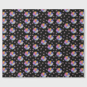 輝く花のジュエルパターン ラッピングペーパー (フラット)