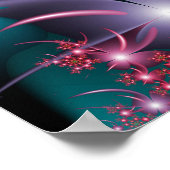 輝く花のスパイラルフラクタルアート ポスター (角)