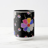 輝く花の宝石模様 ツートーンマグカップ (中央)