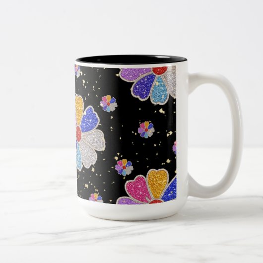 輝く花の宝石模様 ツートーンマグカップ (右)