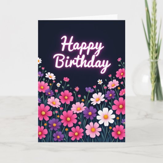 輝く花の誕生日カード カード (正面)