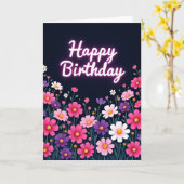 輝く花の誕生日カード カード (黄色い花)